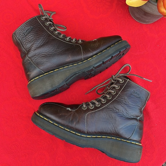 Dr. Martens Vintage Wedge Platform Brown Leather Boots - Picture 14 of 17